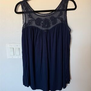Torrid Dark Blue Top with Embroidered Detail